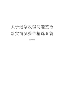 关于巡察反馈问题整改落实情况报告精选5篇