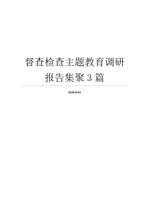 督查检查主题教育调研报告集聚3篇