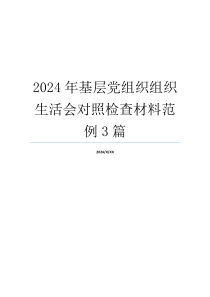 2024年基层党组织组织生活会对照检查材料范例3篇