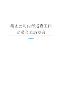 集团公司内部巡查工作动员会表态发言