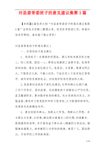 对县委常委班子的意见建议集聚3篇