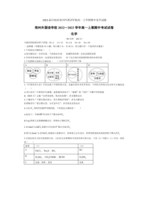 2023届河南省郑州外国语学校高一上学期期中化学试题