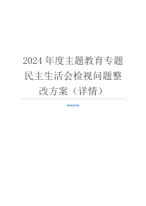 2024年度主题教育专题民主生活会检视问题整改方案（详情）