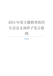 2024年度主题教育组织生活会支部班子发言提纲