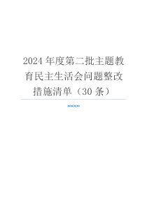 2024年度第二批主题教育民主生活会问题整改措施清单（30条）