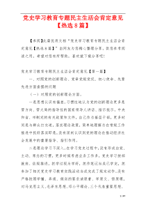 党史学习教育专题民主生活会肯定意见【热选8篇】