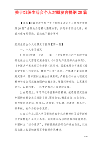 关于组织生活会个人对照发言提纲20篇