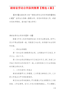 湖南省劳动合同条例集聚【精选4篇】