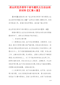 派出所党员领导干部专题民主生活会剖析材料【汇集4篇】