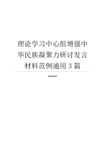 理论学习中心组增强中华民族凝聚力研讨发言材料范例通用3篇