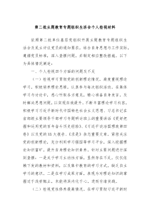 第二批主题教育专题组织生活会个人检视材料