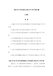 8篇2023年工作总结及2024年工作计划汇编