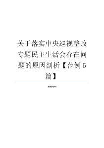 关于落实中央巡视整改专题民主生活会存在问题的原因剖析【范例5篇】