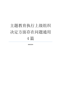 主题教育执行上级组织决定方面存在问题通用4篇