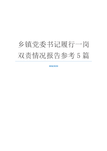 乡镇党委书记履行一岗双责情况报告参考5篇