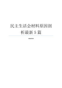 民主生活会材料原因剖析最新5篇