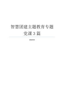 智慧团建主题教育专题党课3篇