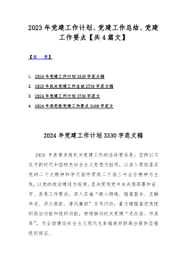 2023年党建工作计划、党建工作总结、党建工作要点【共4篇文】