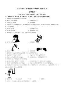 江苏省宿迁市沭阳县怀文中学2023-2024学年九年级上学期10月月考化学试题