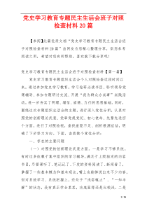 党史学习教育专题民主生活会班子对照检查材料20篇