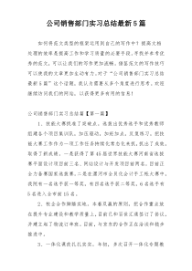 公司销售部门实习总结最新5篇