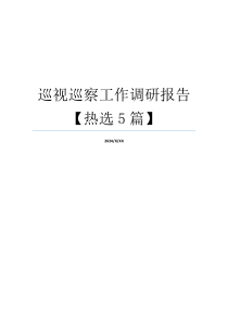 巡视巡察工作调研报告【热选5篇】