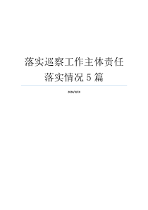 落实巡察工作主体责任落实情况5篇