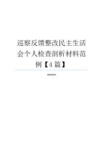 巡察反馈整改民主生活会个人检查剖析材料范例【4篇】