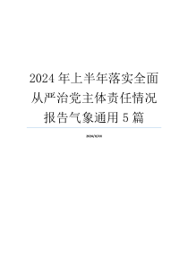 2024年上半年落实全面从严治党主体责任情况报告气象通用5篇