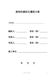 旋挖机械钻孔灌注桩专项施工方案