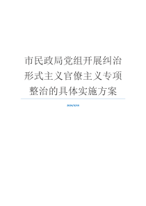 市民政局党组开展纠治形式主义官僚主义专项整治的具体实施方案