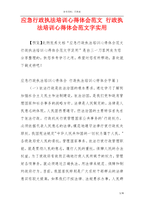 应急行政执法培训心得体会范文 行政执法培训心得体会范文字实用