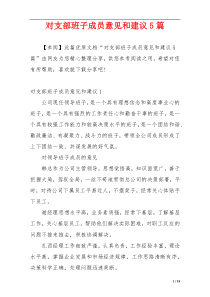 对支部班子成员意见和建议5篇