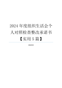 2024年度组织生活会个人对照检查整改承诺书【实用5篇】