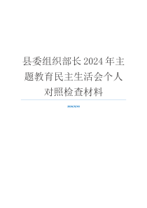 县委组织部长2024年主题教育民主生活会个人对照检查材料