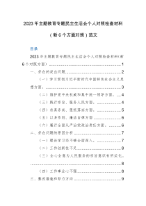 2023年主题教育专题民主生活会个人对照检查材料（新6个方面对照）范文