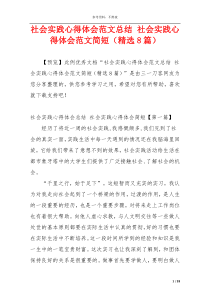 社会实践心得体会范文总结 社会实践心得体会范文简短（精选8篇）