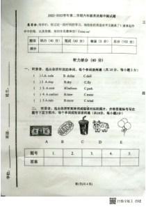 山东省聊城市东昌府区2022-2023学年六年级下学期期中考试英语试题