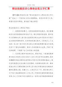 职业技能实训心得体会范文字汇聚