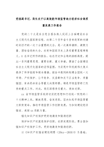 党组副书记局长关于以高效能市场监管助力经济社会高质量发展工作报告