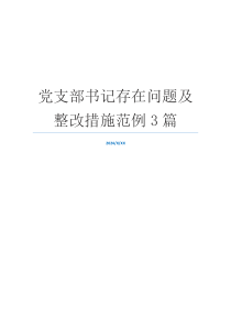 党支部书记存在问题及整改措施范例3篇