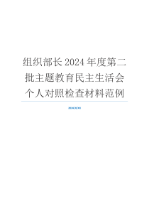 组织部长2024年度第二批主题教育民主生活会个人对照检查材料范例