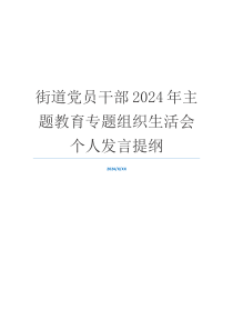 街道党员干部2024年主题教育专题组织生活会个人发言提纲