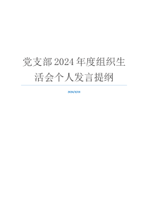 党支部2024年度组织生活会个人发言提纲