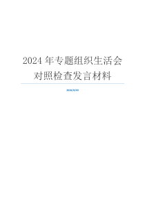 2024年专题组织生活会对照检查发言材料