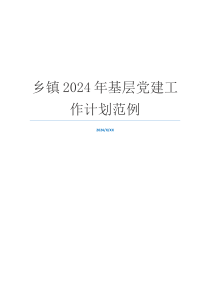 乡镇2024年基层党建工作计划范例