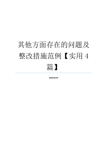 其他方面存在的问题及整改措施范例【实用4篇】