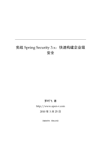 实战spring security 3x：快速构建企业级安全