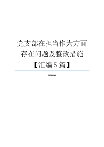 党支部在担当作为方面存在问题及整改措施【汇编5篇】