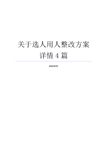 关于选人用人整改方案详情4篇